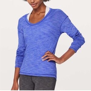 Lululemon Meant To Move Long Sleeve Top Heathered Blazer Blue Thin & Soft Shirt